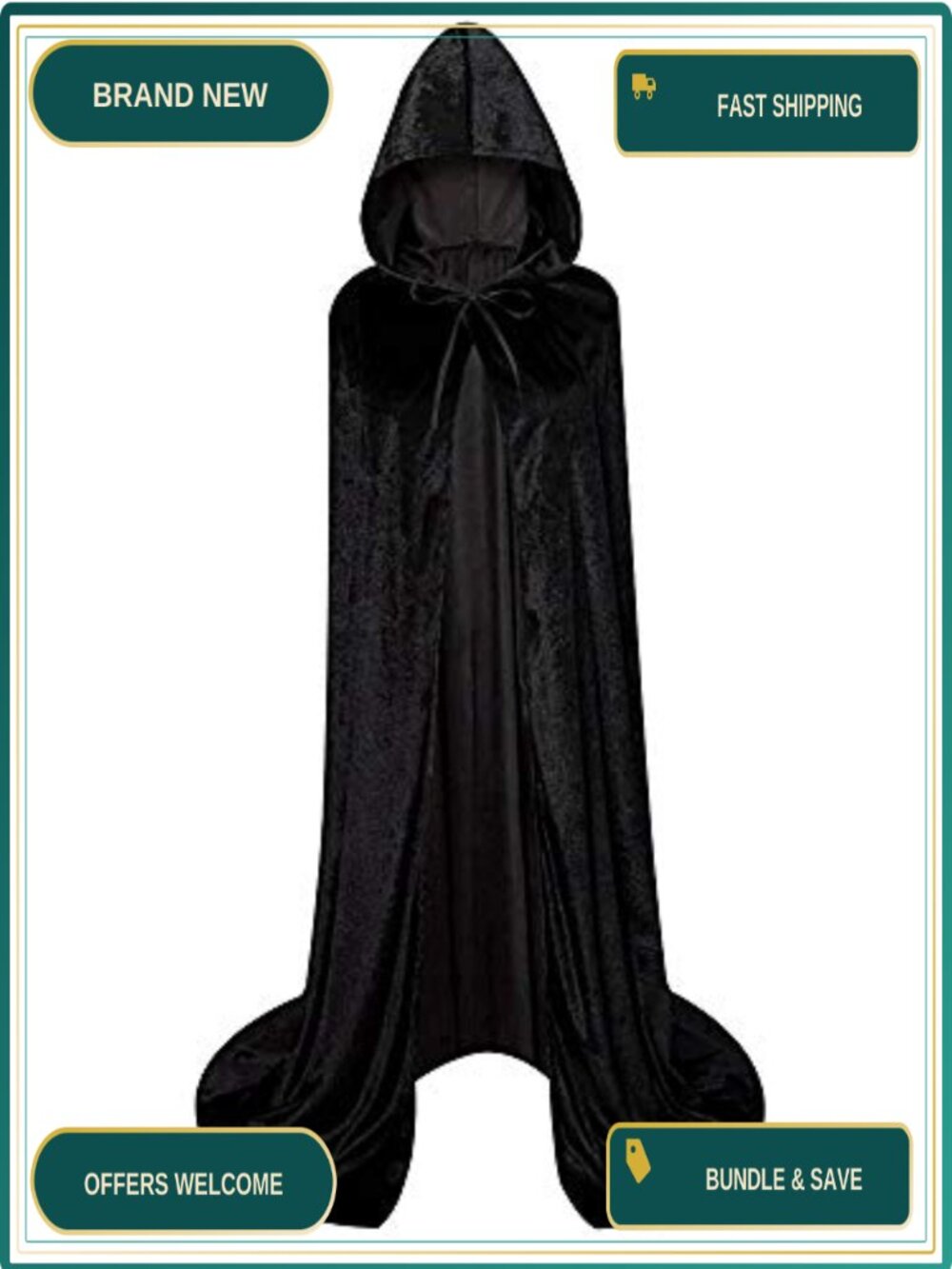 Unisex Full Length Hooded Robe Cloak Velvet Cape Cosplay Costume